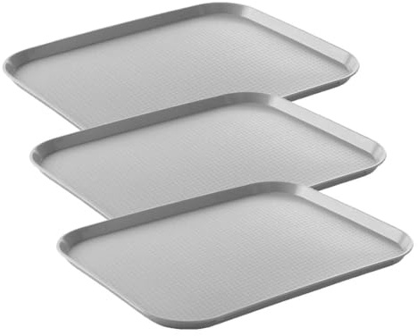 HENDI Plateau de Service, Grand, rectangulaire, Multi-Usage, résistant jusqu'à 80°C, Plateau Fast Food, pour Servir Nourriture et Boissons, Restauration Rapide, 350x450x(H) 20mm, Gris, polypropylène