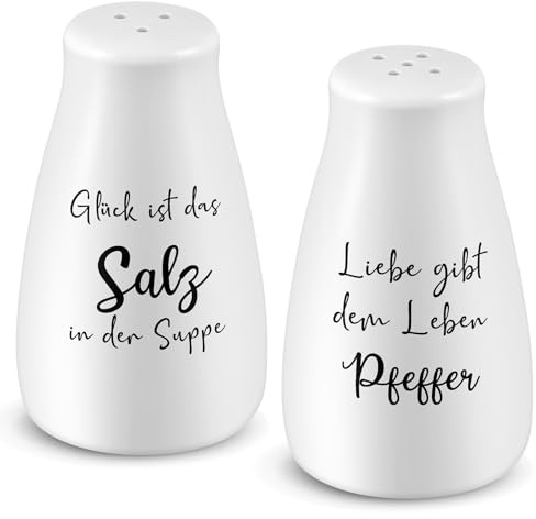 Geiserailie Salz- und Pfefferstreuer Hochzeitsgeschenk Brautpaar, Klassisch | mit Salz und Pfeffer Aufkleber, Hochzeit Geschenkideen für Brautpaar, Einzugsgeschenke, Einweihungsgeschenke für Wohnung Haus