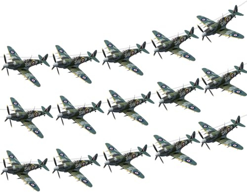 AhfuLife VJ Day Spitfire Wimpelkette zum 80. Jahrestag 2025 Dekorationen, 12 Stück, 15. August VJ Day Spitfire Wimpelkette, Party-Dekoration – kein DIY VJ Day Banner für Union Jack 80 Jahre Sieg in
