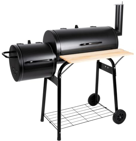Alpina Smoker Barbecue - BBQ - mit separatem - verstellbarer Schornstein - 104 x 58 x 114 cm