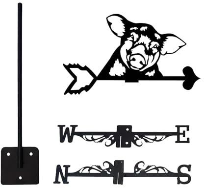 TAIZhiChen Schwarzes Schwein, Windrichtungsanzeiger, aus Metall, Gartendekoration