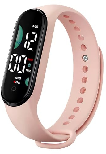 Fitness Tracker Watch with Heart Rate and Sleep Monitor Life Waterproof Activity Watch with Step Counter Calorie Pedometer Smart Notifications for Women Men Kids Compatible with Android iOS(Pink)