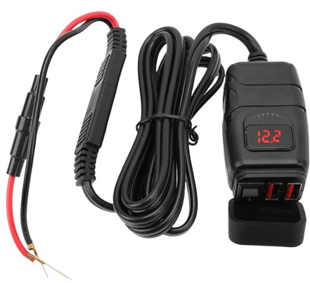 aqxreight Motocicleta USB Cargador Dual QC 3.0 Carga Rápida con Voltímetro y Encendido Interruptor Universal de 12V-24 V Compatible con Tabletas de Teléfonos Inteligentes GPS y Otros (Medidor de