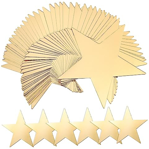 Gogogmee 50 Pezzi Stelle Carta Decorativa Doppia Faccia Oro Ritagli in Carta Spessi e Resistenti per Decorazioni Murali Lavagne e Feste Addobbi Scuola e Casa