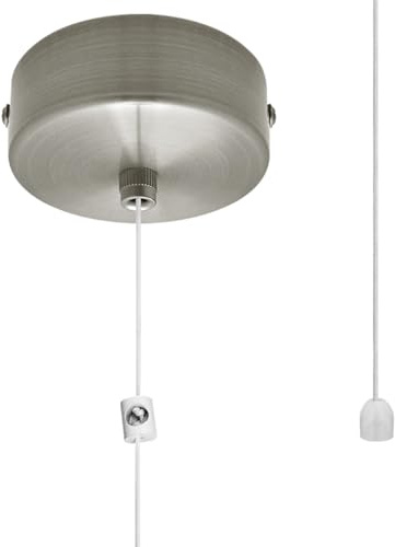 Metal Ceiling Pull Cord Light Switch 1-Way 6A (Brushed Chrome PU02)