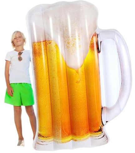 Piscina Lilo – 182 cm Alta Spiaggia Amaca Ad Acqua, Sedia A Sdraio Gonfiabile Con Divertente Motivo Bevande | Leggero Portatile Pieghevole Drifting Row Outdoor Cortile Viaggi Intrattenimento