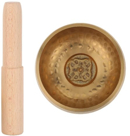 HIAKDOFT Tibetische Kleiner Klangschale 76cm Handgehämmert aus Nepal mit Holzklöppel Meditations und Yoga Klanginstrument für Entspannung und Achtsamkeit