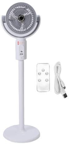LIYJTK Ventilatore da terra ricaricabile, altezza regolabile, velocità, basso rumore, USB, ventilatore a piedistallo per casa all'aperto