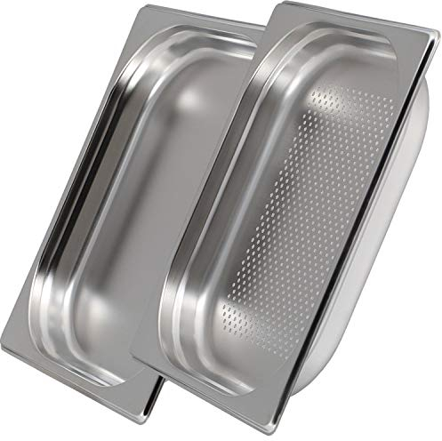 jokobela Lot de 2 Boîte Gastronorm en Acier Inoxydable lavables en Machine, Plats GN 1x perforé et 1x sans Perforations pour cuiseur à Vapeur Gaggenau/Miele/Siemens GN1/2 Profondeur 40 mm