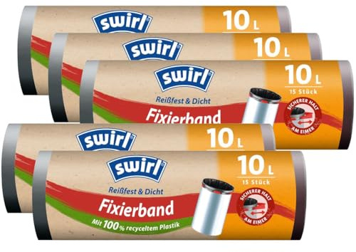 5x Swirl Fixierband Müllbeutel 10L (15 stk./Rolle)