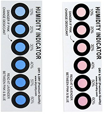 Humidity Indicator Cards 50 Pack(Reusable) - 10-60% 6 Spot(50 Cards) by DRY&DRY