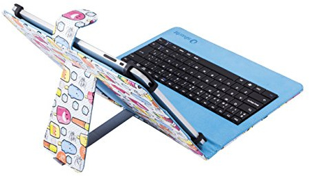 SILVERHT - Funda Universal con Teclado Micro USB C para Tablets de 9 a 10.4 Pulgadas. Funda Cool Ice Pop con función Soporte