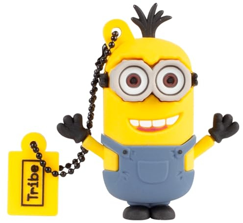 Tribe Los Minions Despicable Me Kevin - Memoria USB 2.0 de 16 GB Pendrive Flash Drive de Goma con Llavero, Color Amarillo