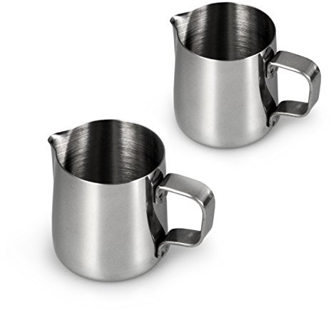 2 x Bricco per latte in acciaio inox, caraffa per latte da 150 ml, per caffè