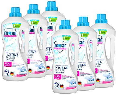 Impresan Hygiene-Spüler Universal: Wäsche-Desinfektion – Desinfektionsspüler gegen Bakterien, Pilze, Viren - 6 x 1,5L im praktischen Vorteilspack