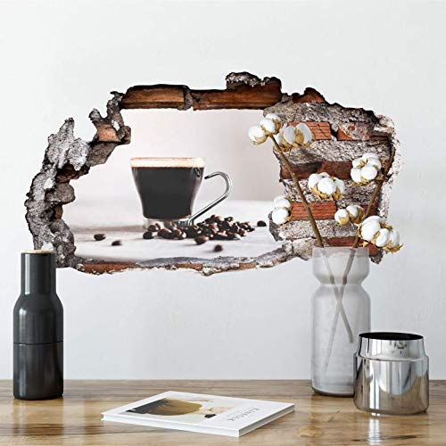 Esszimmer Tapete 3D Wandtattoo Kaffee Wandsticker Steinoptik selbstklebende Fototapete 100x54cm