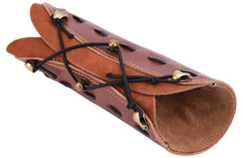 Archery Arm Guard, Archery Longbow Leather Arm Guard Forearm Protecting Gear Strap Armband