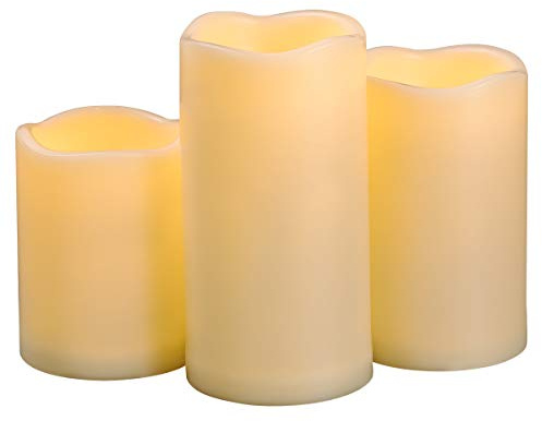 3 Stück 10, 12,5, 15 cm wasserfeste Außen-LED-Timer-Kerzen, 1000 Stunden Batterie-Laufzeit, flackernd, batteriebetrieben, elektrische LED-Stumpenkerzen für Outdoor, Hochzeiten, Laternen-Dekoration