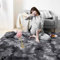Leesentec Alfombra Salon para Sala de Estar Dormitorio,Alfombra Habitacion de Adolescente Niño y Niña,Pelo Largo Moderna Suave Antideslizante Grande(Negro Gris, 120 * 160cm)