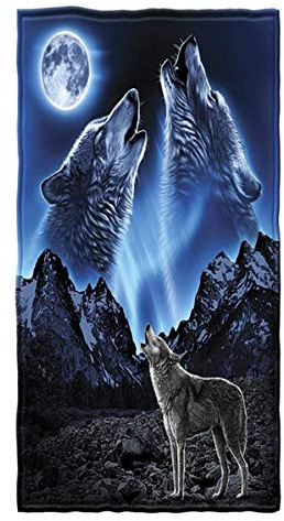Stillshine. Große Strandtücher XXL Badetuch Schnell Trocknend Wasseraufnahme Extra Microfiber,3D Wolf Mond Traumfänger Motiv Handtuch Kinder Jugend Herren Erwachsene Kuscheldecke (Blau,150 x 200 cm)