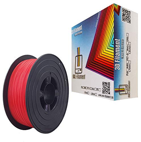 OWL-Filament 3D-Drucker PET-G 1,75mm 1kg Spule Rolle (Rot Transparent)