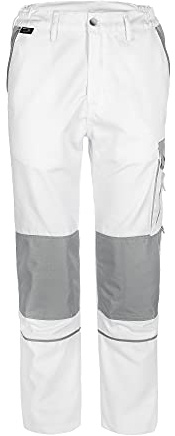 TMG | leichte Arbeitshose für Herren, lang, weiße Malerhose mit Kniepolster & Taschen, ideal für Sommer, robust | Gr. 50