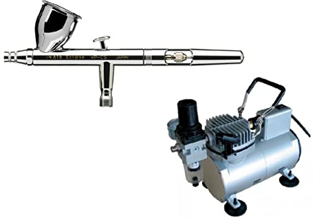 Aérographe Iwata Eclipse HP-CS 0.3 avec compresseur silencieux à sec Werther TC108 S