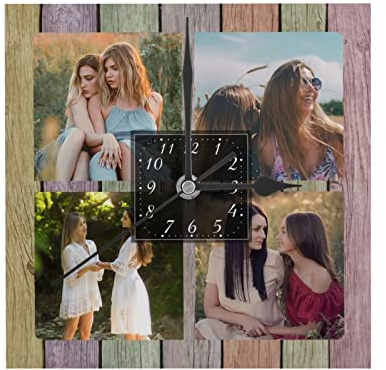 Naispanda Personalisierte Wanduhr, Personalisierte Wanduhr mit Foto Text zum Hochzeitstag, Valentinstag, Benutzerdefiniert Uhr, Geschenk für Liebhaber, Familie, Kind - 9,45 Zoll/24 cm