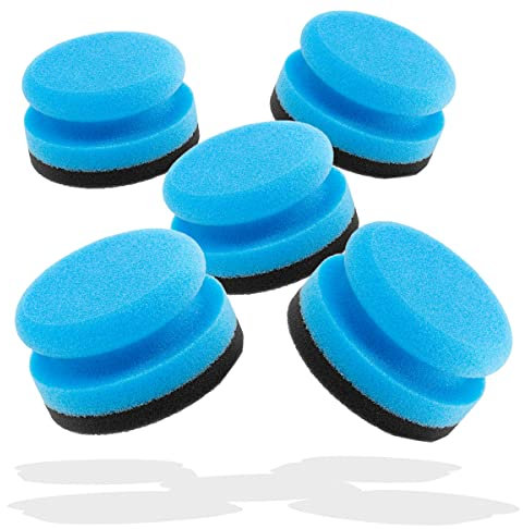 detailmate Autopflege - Made in Germany - 5er Pack Polierschwamm aus Premium Schaumstoff für Handpolitur/Wachse/Applikator für Pflegeprodukte auf Kunststoff, Reifen, etc. (Medium/Soft- Ø90mm)
