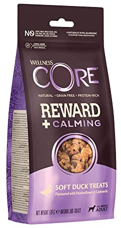 Wellness CORE Reward+ Ente & Kamille, 170 g, sanfte Hundeleckerli zur Belohnung, ohne Zuckerzusatz, getreidefrei, mit hohem Fleischanteil, fördert die Beruhigung deines Hundes