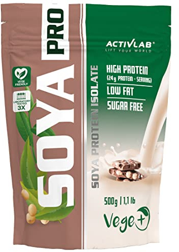 Activlab Sojaprotein Isolat 500 g - veganes Proteinpulver mit 81 g Eiweiß pro 100 g - 16 Portionen - BCAA und L-Glutamin - Soya Pro - Schokolade mit Nüssen