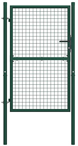 Festnight Gartentor Metall 100x150 cm Gartentür Gartenpforte Einzeltor Zauntor Hoftor Tür Tor Zauntür Abschließbar Einfahrtstor Pforte mit Pfosten Flügeltore Stahl