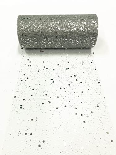 15cm x 22,8m Glitzer Tüll Stoffrolle Hexagon Pailletten Mesh Stoff Spule Tutu Rock Bady Dusche Hochzeitsfeier Geburtstag Dekoration (Silber)
