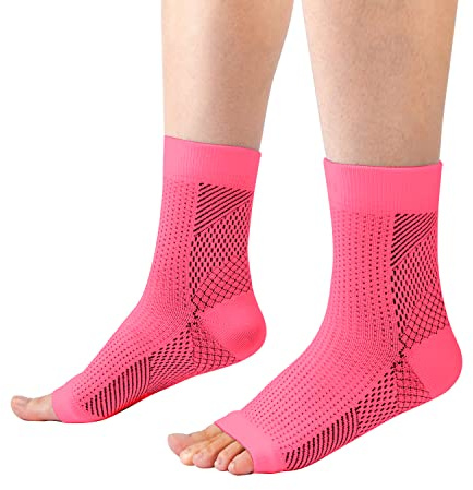 4 Paar Sprunggelenkbandage Orthopädische Kompressionssocken damen herren für Plantarfasziitis Socken Arthritis Gelenkschmerzen Fersensporn Neuropathie Fussbandagen Sprunggelenk (Rosa, 38-42)
