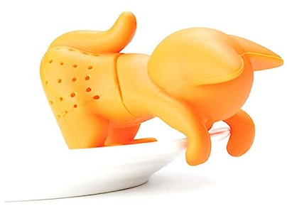 ABOOFAN Infuseur à Thé Chat En Silicone Alimentaire, Lot De 2 Pièces Orange, Filtre à Thé En Vrac Flexible, Pour Infusion Maison, Bureau Et Voyage