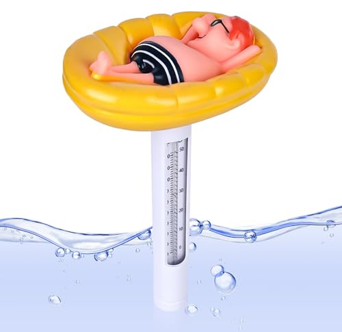 BAIFULAI Termómetro Flotante para Piscina, Resistente a la Rotura, Termómetro de Agua Flotante para Piscinas, Spas, Acuarios, Estanques de Peces y Piscina de Bebé (Amarillo)