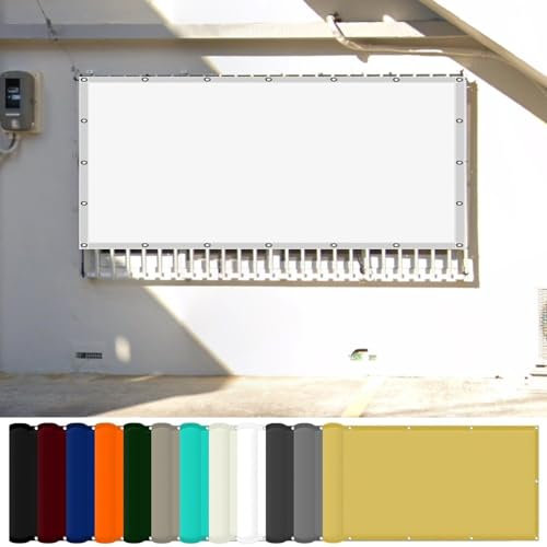 Telo di ricambio per ombrellone 2.8 x 3 m Impermeabile Balcone Recinzione con Occhielli Protezione Raggi UV HDPE Tenda da Sole per Esterno Giardino Terrazza, Bianco