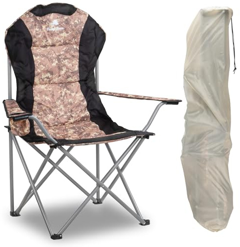 CampFeuer Chaise de camping pliable | Camouflage | Chaise de pêche avec porte-gobelet | Chaise pliante avec sac de transport, chaise de jardin, chaise de plage | Fauteuil pliant, fauteuil de camping,