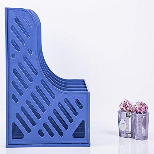 TEmkin 1 Satz 4-teiliger Zeitschriftenhalter aus Kunststoff, Rahmen, Aktenteiler, Dokumentenschrank, Regal, Präsentations- und Aufbewahrungsbox, schwarz, stabile Esktop-Schwarz (blau)