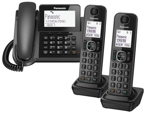 Panasonic KX-TGF323 Corded and Two Cordless Handsets Home office Telephone Kit with Answerphone and Nuisance Call Blocker