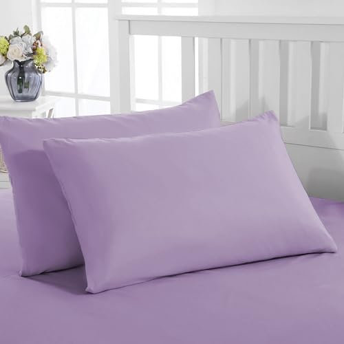 PRIME LINENS Pillow Cases 2 Pack Standard Size Microfibre Pillow Cover with Envelop Closure Wrinkle Fade Resistant Pillowcases Machine Washable (Lilac, 50 x 75 Cm | Pack of 2)
