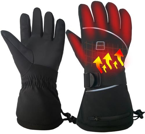 LPCRILLY Beheizte Handschuhe für Damen und Herren, wasserdicht, für Ski- und Motorradsport im Winter Beheizte Handschuhe mit Touchscreen, Batteriehandschuhe, elektrisch wiederaufladba (XL)
