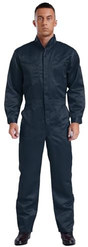 Jugaoge Herren Arbeitsoverall Baumwolle Arbeitsanzug Schutzanzug Coverall mit Multi Taschen Einteiler Arbeitskleidung Arbeiter Uniformen Workwear Navy blau XL