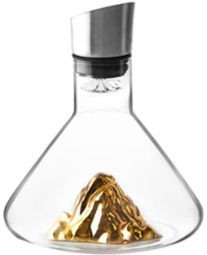 Revella - Decantador de vino transparente, decantador de vino transparente con aireador, jarra de vino tinto con dispensador integrado, para botellas de vino dorado