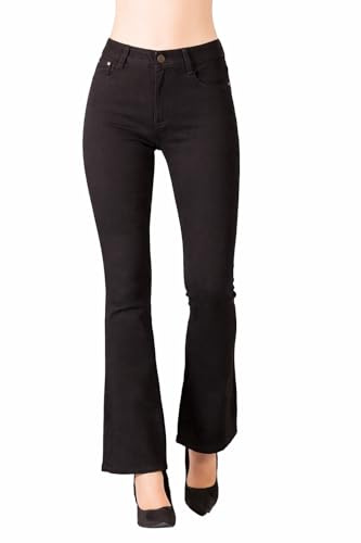 Glook Vaqueros Acampanados Negros para Mujer - Cintura Media, Estilo Campana, Ajuste Flare (3XL, Negro)