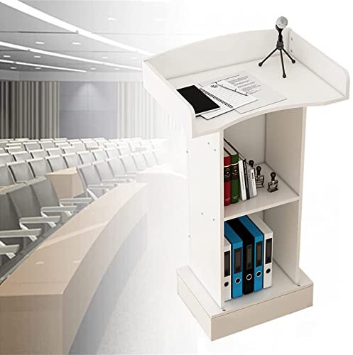 Podiumständer für Klassenzimmer mit Aufbewahrung, Rednerpult, Podium, Willkommenssprache, Präsentationsständer (weiß)