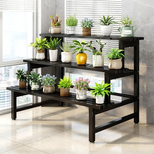 Supporto per piante in metallo per interni ed esterni, scaffale da giardino a 3 livelli, scaletta per vasi da fiori, organizer per patio, balcone