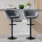 Utlenianie Juego de 2 Taburete de Bar, Taburetes Altos de Cocina con Respaldo, Taburetes Altos Ajustable 59-102 cm, Silla de Cocina Tasburete Alto de Tela, Silla de Bar para Cocina Bar Comedor (Gris)