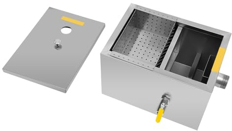 GXFCHYL Commercial Grease Trap Stainless Steel Grease Interceptor with Automatic Shut-off Device, Under Sink Grease Trap Waste Water Oil-water Separator for Restaurant Factory Home Kitchen