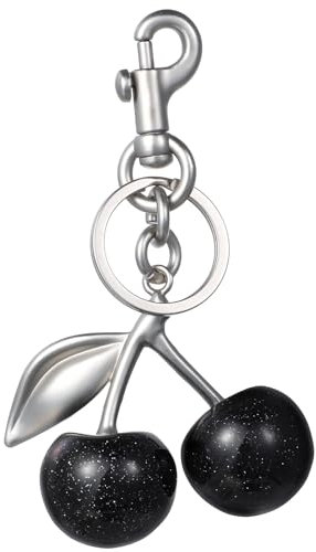 Schlüsselanhänger Schwarz Kirsch Anhänger Kirsch Bag Charms Taschenanhänger Kirsche Bag Charm Schlüsselanhänger Kirsche Cherry Charm Taschen Charms Taschenanhänger Damen Keychain Aesthetic Metall Harz